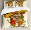 Sugar Skull Comforter Cover Set Teen Girl Bedding Set,Sugar Skull Decor Bedding Skull Roses Floral Print Duvet Cover Set