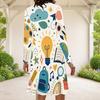 Women Plus Size Round Neck Long Sleeve Cartoon Excavator Printed A Line Flared Hem Dress