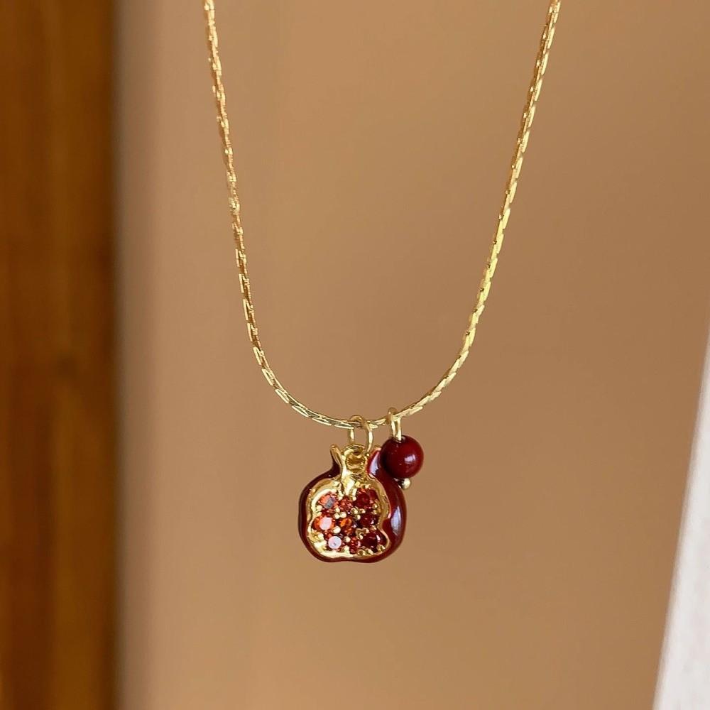 

Cute Fruit Earrings Sweet Clavicle Choker Trendy Pomegranate Pendant Necklace Women Style E