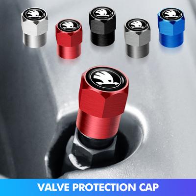 Hrwcy7 For 4Pcs Car Wheel Tire Valve Cap Protection Cover Auto Accessories Octavia A5 A4 Mk1 2 Fabia Superb Rapid Mk3 Yeti 2006