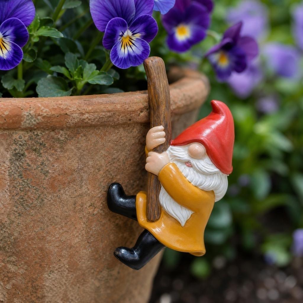 3 Piece Dwarf Figurine Set for Flower Pot Hanging Ladder Climbing Garden Pot Ornament Miniature Decoration Outdoor Indoor
