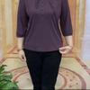 Chic Age-Defying Hooded Women's Spring Top - Loose Fit, Elastic, Versatile, Seven-Sleeve Design.
