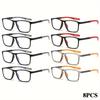 8pcs Ultra Value Rectangle Simple Sport Non-Slip Presbyopia Eyeglasses - Multiple Pair for Middle-Aged and Elderly Male and Female