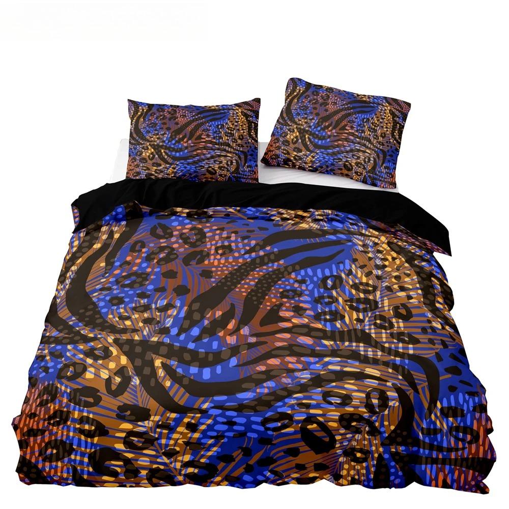 Set Biancheria da Letto Stile Americano Queen Rosa Motivo Leopardo Copripiumino con Federa Singolo Matrimoniale King Piumino Morbido Copriletto