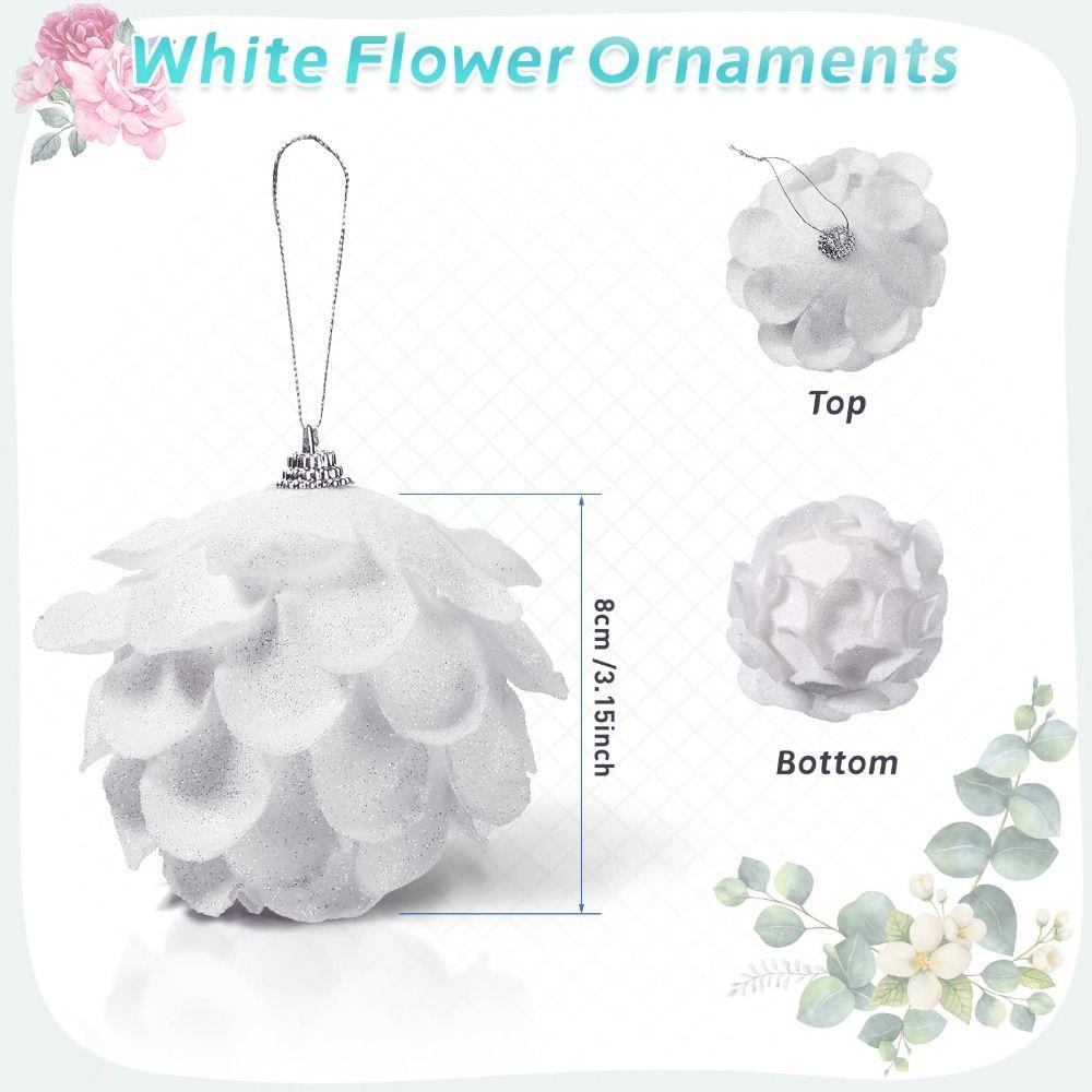 3pcs Vintage Style Christmas Balls Glitter Lightweight Hanging Ornaments Feather Design 3 Pieces Set Xmas Tree Pendants