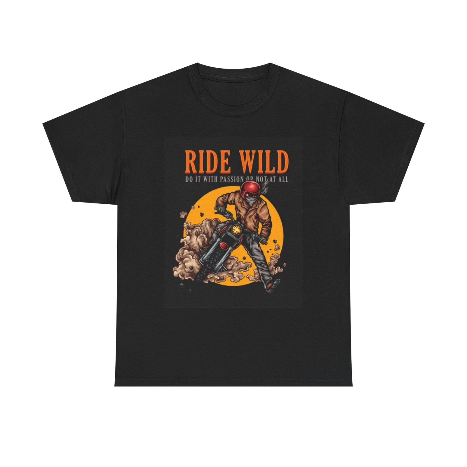 Men s and Women s T-shirts Ride Wild Motorcycle Graphic M