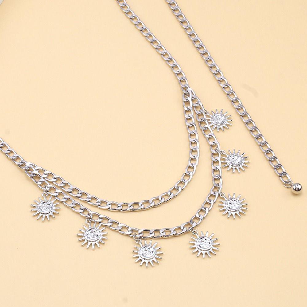 Punk Double-deck Chain Belt Vintage Alloy Waistband Fashion Dress Cummerbands  For Women