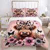 3pcs Domineering Cow & Flower Design Pattern Bedding Set, 1* Cover + 2*Pillowcases, Printed Bedding Set, Soft and ComfortableM051
