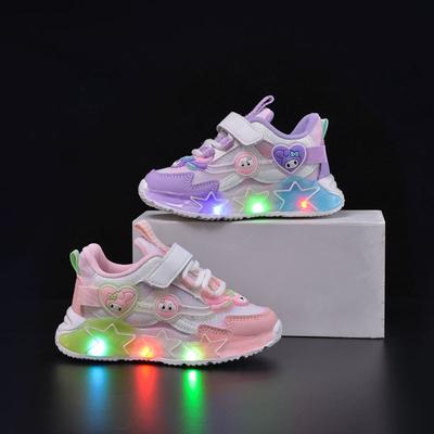 Niñas con Zapatillas Ligeras Primavera Niños Pelo Luz Brillante Dibujos Animados Zapatos de Princesa
