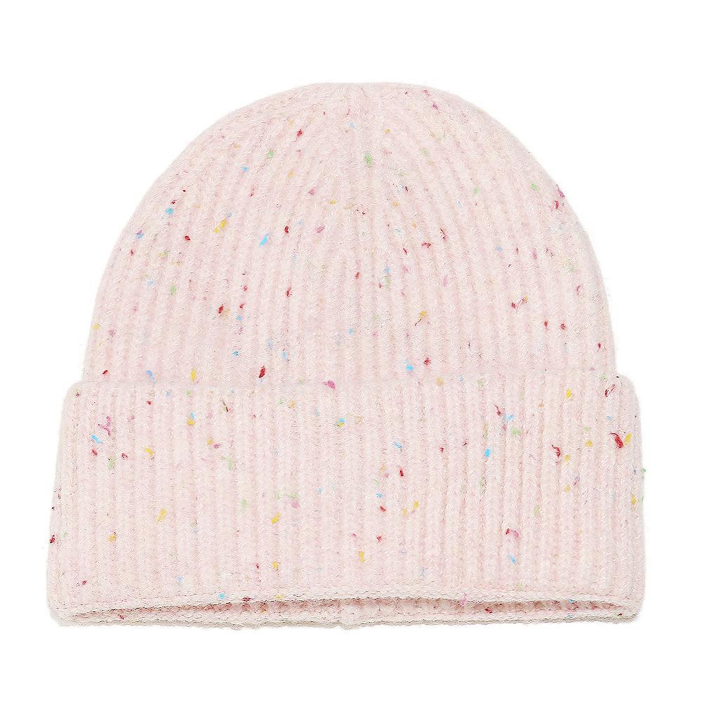 Temu autumn and winter new pullover hat casual versatile color blended knitted hat colorful wool hat women