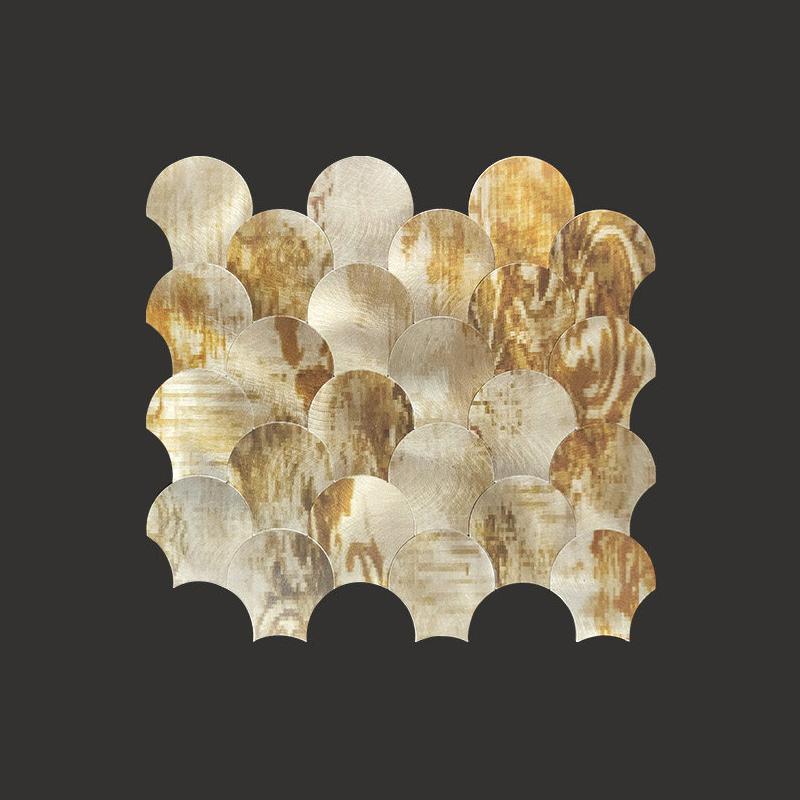 Shell Shape Metal Mosaic Tile Luxury Peel and Stick Self Adhesive Wall Tile for Entrance Hallway Backsplash Art Wall Decor