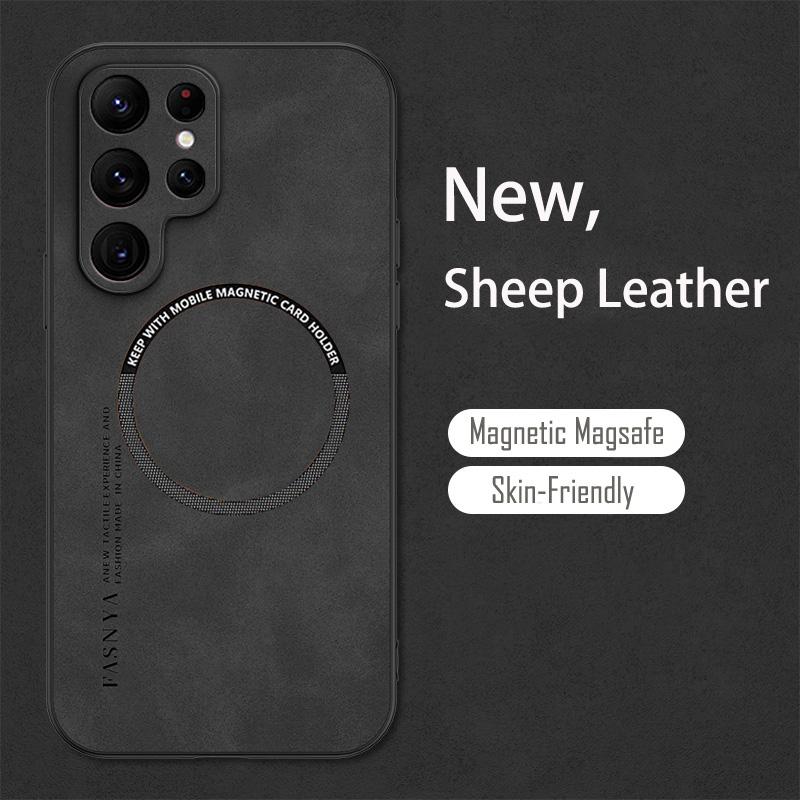 

Vintage Sheepskin Magnetic Leather Soft Phone Case For Samsung Galaxy S26 S25 S24/23 Ultra Plus Note 20 Ultra Protect Back Cover Samsung S22 Plus