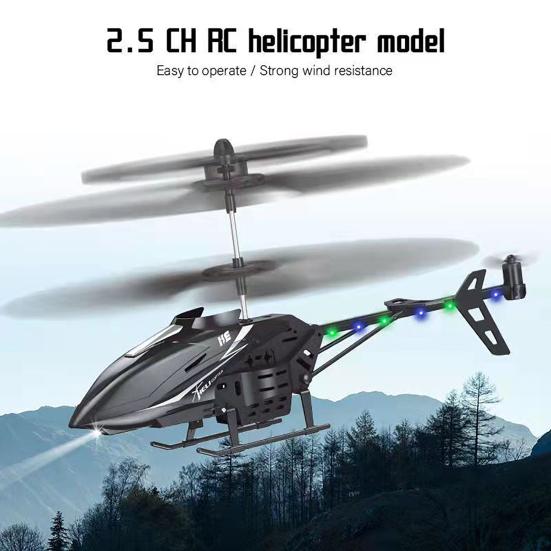 Remote Control Helicopter Toy 2.5 Channel Automatic Obstacle Induction LED Cordless Rechargeable Lightweight Kids Boys Mini RC Airplane Model Aircraft
