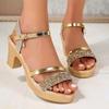2026 Sommer Schnallenriemen Damen Sandalen Mode Pailletten Büro und Karriere Neue Offene Zehenpartie Bestseller Sandalen mit Absatz Zapatos Mujer