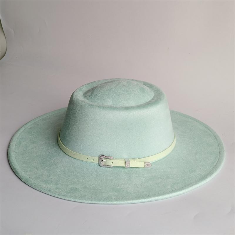 Pork Pie Hut Wildlederhut 9,5 cm Fedora Hut 9,5 cm Material Gürtel Zubehör Hut Herrenhut Damenhut Gorras Para Hombres 56 -58cm gray