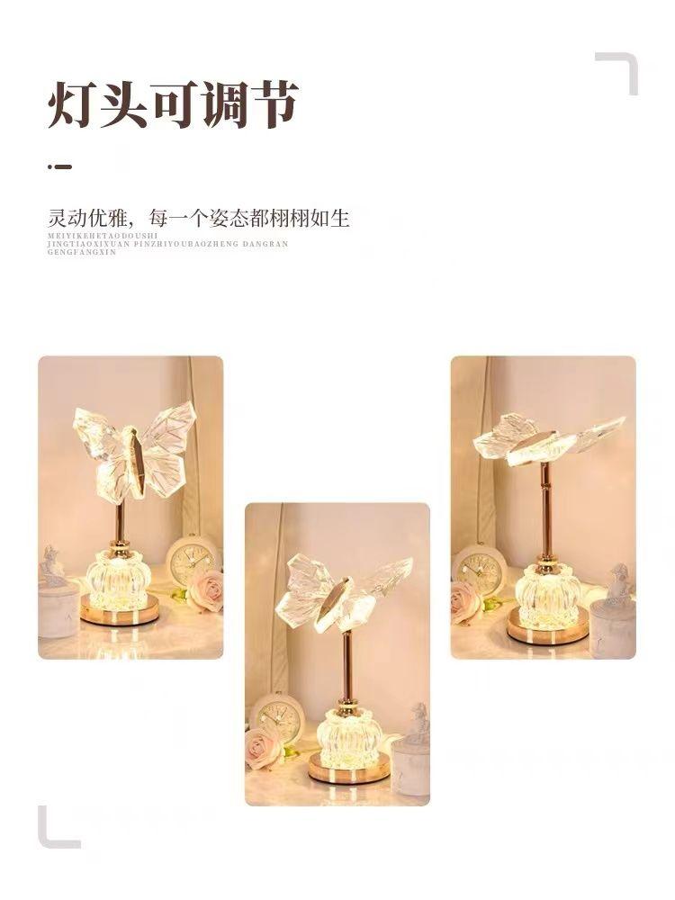 Table Lamp Retro Gold Acrylic Butterfly LED Desk Lamp Hotel Villa Art Decor LED Table Light Living Room Bedside LED Desk Lights