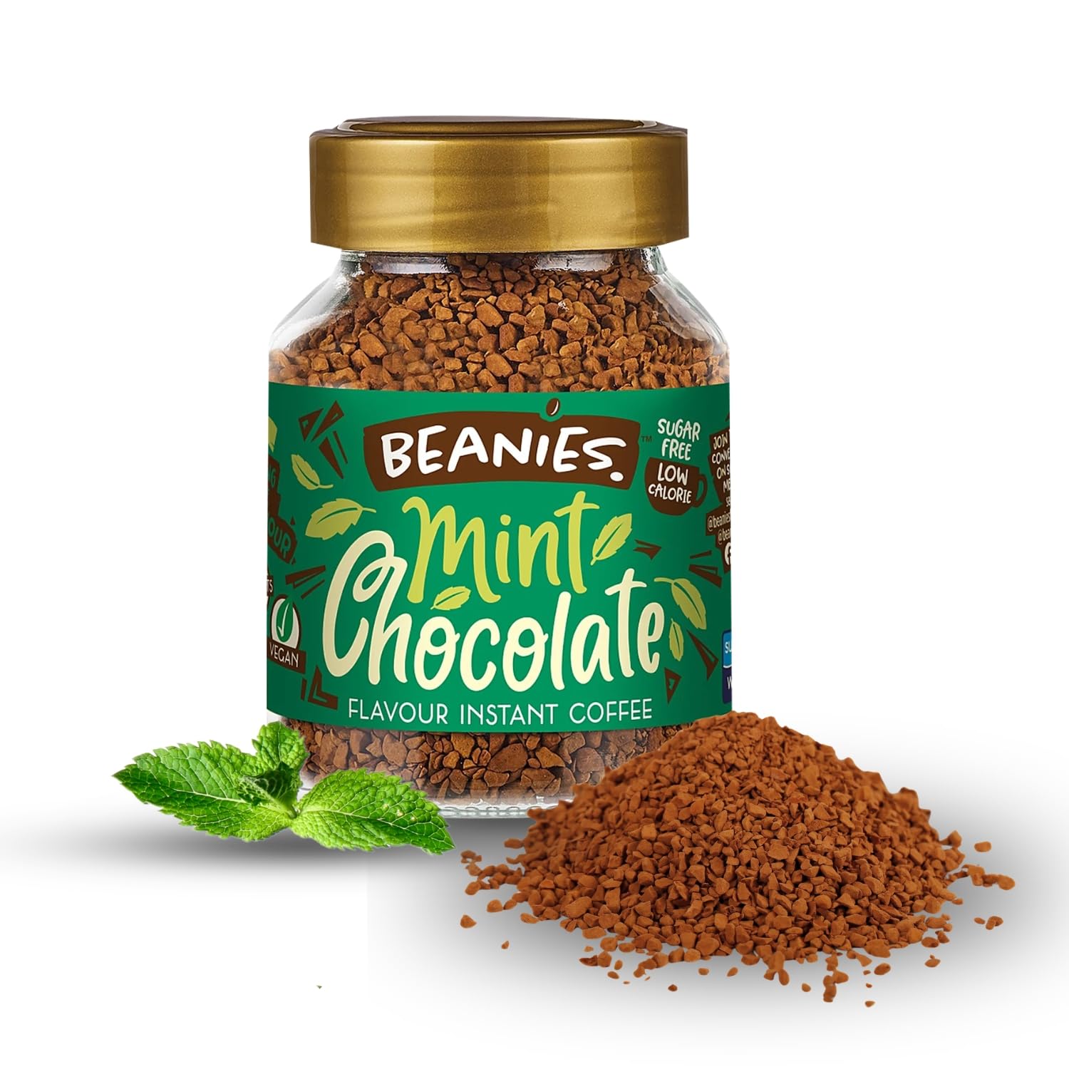 Beanies Mint Chocolate Flavoured Instant Coffee | 50g | Freeze Dried Coffee with Cool Mint & Rich Chocolate