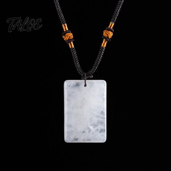 Healing Energy Stone Necklace Natural Crystal Pendant Necklace, with Adjustable Braided Rope, Polished Fake Gemstone Jewelry for Men Women