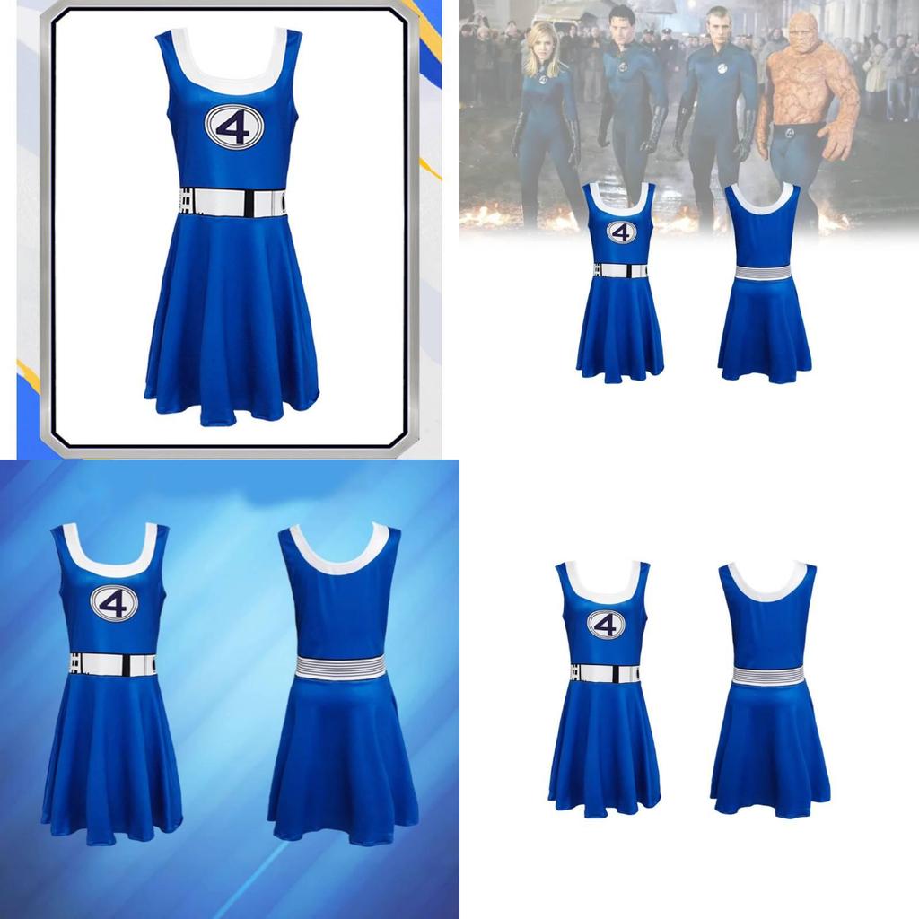 Kostium Niewidzialnej Kobiety z Fantastycznej Czwórki Na Halloween Cosplay Z Tkaniny Jedwabnej Mlecznej Dla Nastolatków