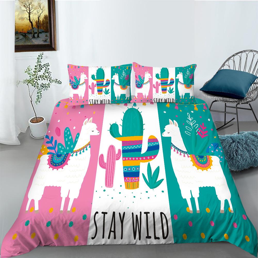Cartoon Alpaca Digital Printing Bedding Two Or Three-Piece Set Polyester Can Be