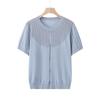 Stylish 2026 Ice Silk Summer T-shirt for Mothers - Short-Sleeved Knitted Top for Middle-Aged & Elderly Women.