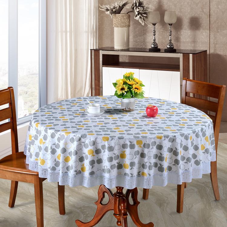 Kulatý ubrus Vodotěsný, Odolný proti oleji, Bez nutnosti praní a Odolný proti opaření PVC Plus Bavlna Zesílený Domácí Pastorační Styl Velký Kulatý Ubrus