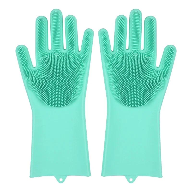 Dishwashing Cleaning Gloves Magic Silicone Rubber Dish Washing Gloves for Household Sponge Scrubber Kitchen Cleaning Tools