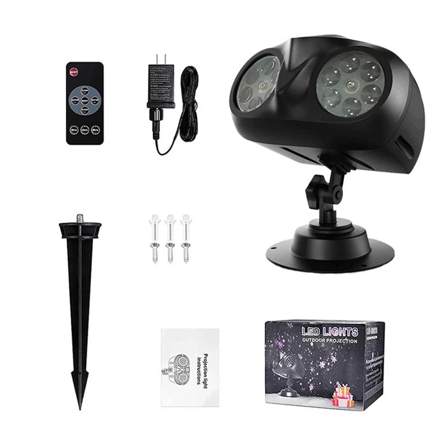 9W Double Head Christmas Snowfall Projector Lights Outdoor Highlight Snowflake Projector Light Waterproof LED Snowfall Spotlight