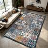 Bohemian Retro Tile Style Luxury Washable Carpet Decoration Living Room Non-slip Fluffy Rug Large Area Short Velvet Floor Mats