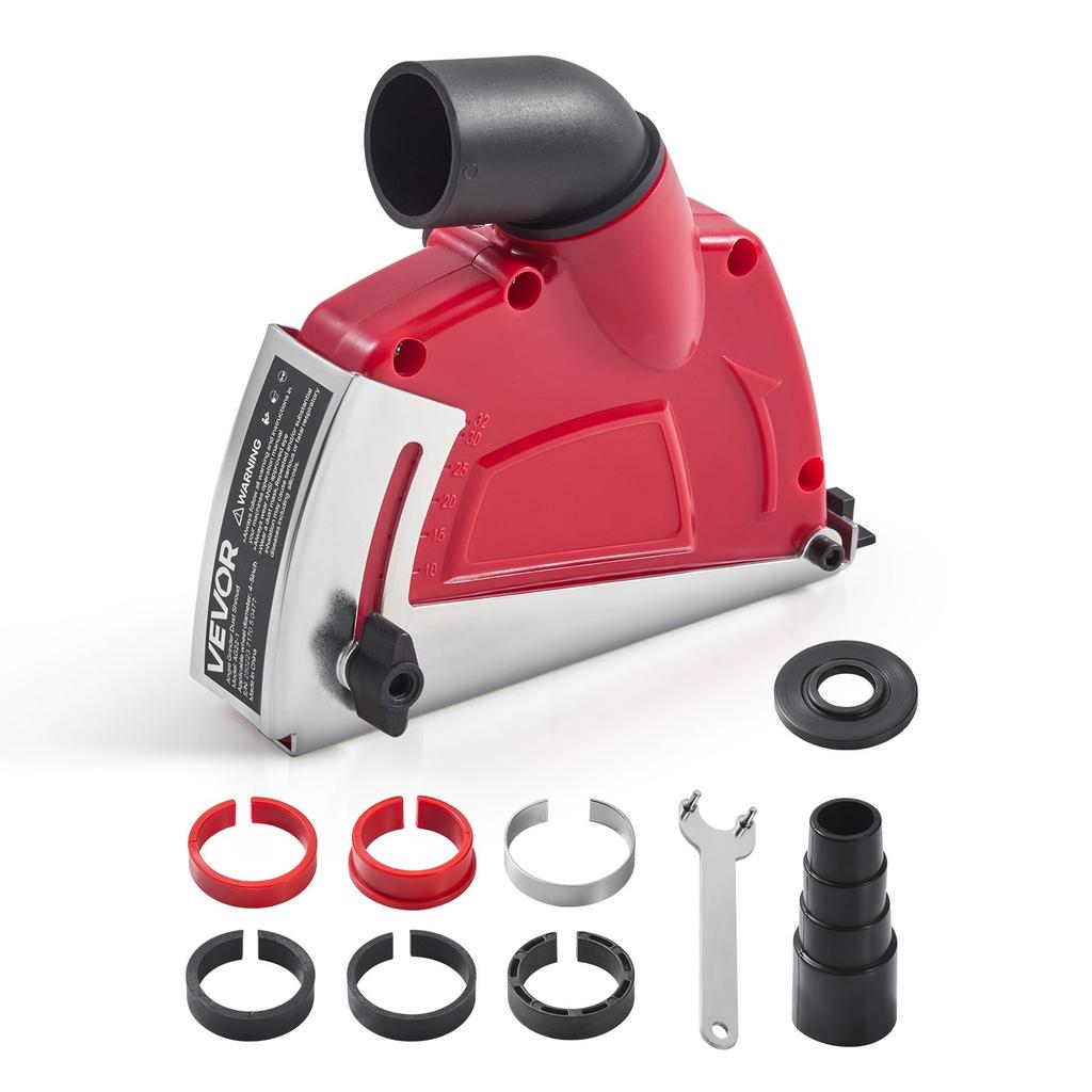 VEVOR Cutting Dust Shroud for Angle Grinders, Universal 4-5 in Angle Grinder Dust Shroud with 6 Clamping Washers, Adjustable Cutting Depth