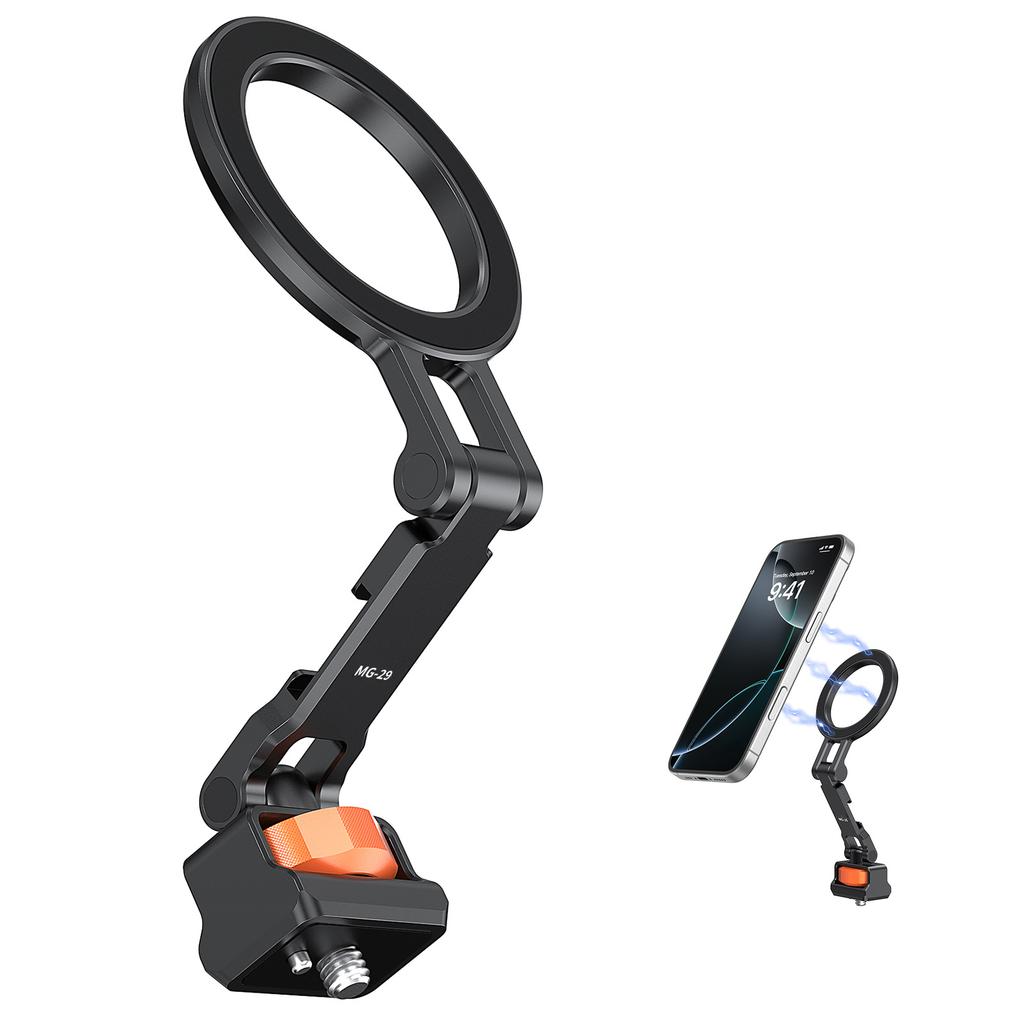 Magnetic Foldable Phone Stand 1 4 Screw and Cold Shoe Mount for Live Streaming Photography