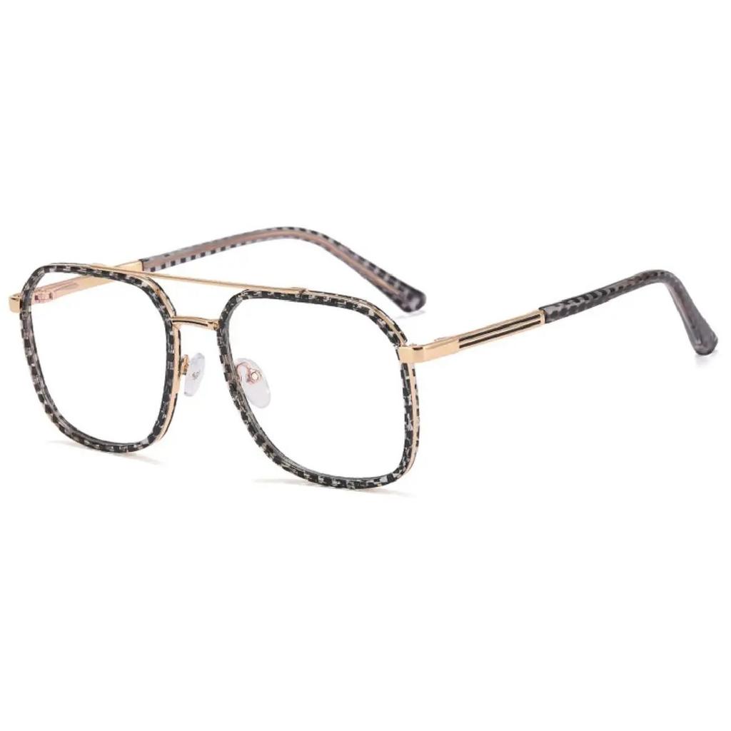Retro Square Metal Big Frame Eyewear +1.75 Men Reading Glasses Stylish Designer Double Bridge Anti Blue Light Hyperopia Glasses