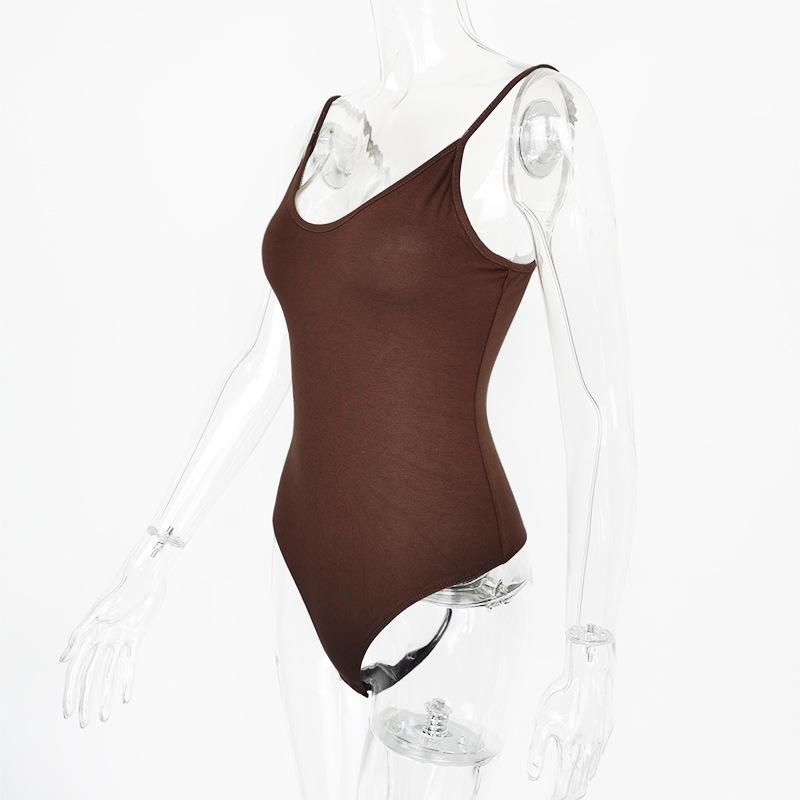 Sexy Tight Bottoming Women's Summer Backless V-Neck Suspender Bodysuit