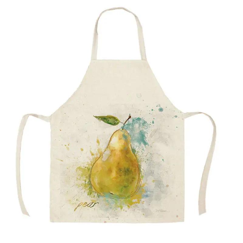 Citroen Fruitpatroon Slab Waterverf Kunst Keuken Schort Dames Huis koken Bakkerij Schoonmaak Linnen Chef Vlekbestendig Schort