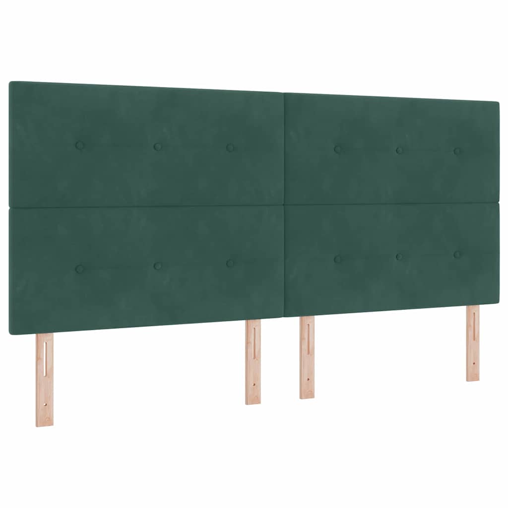 Box Spring Bed with Headboard Dark Green 200 x 200 cm Velvet