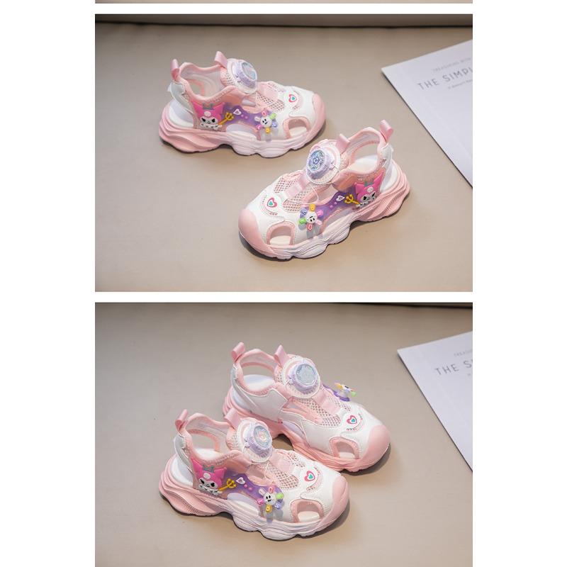 Children's Closed-Toe Sandals Stylish Kuromi Pattern Princess Shoes for Girls, Toddler & Youth Sport Sandals, Student Footwear