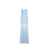 Women's Summer Blue Floral Suspender Dress Seaside Vacation Beautiful Slim Fish Tail Hip Wrap Dress