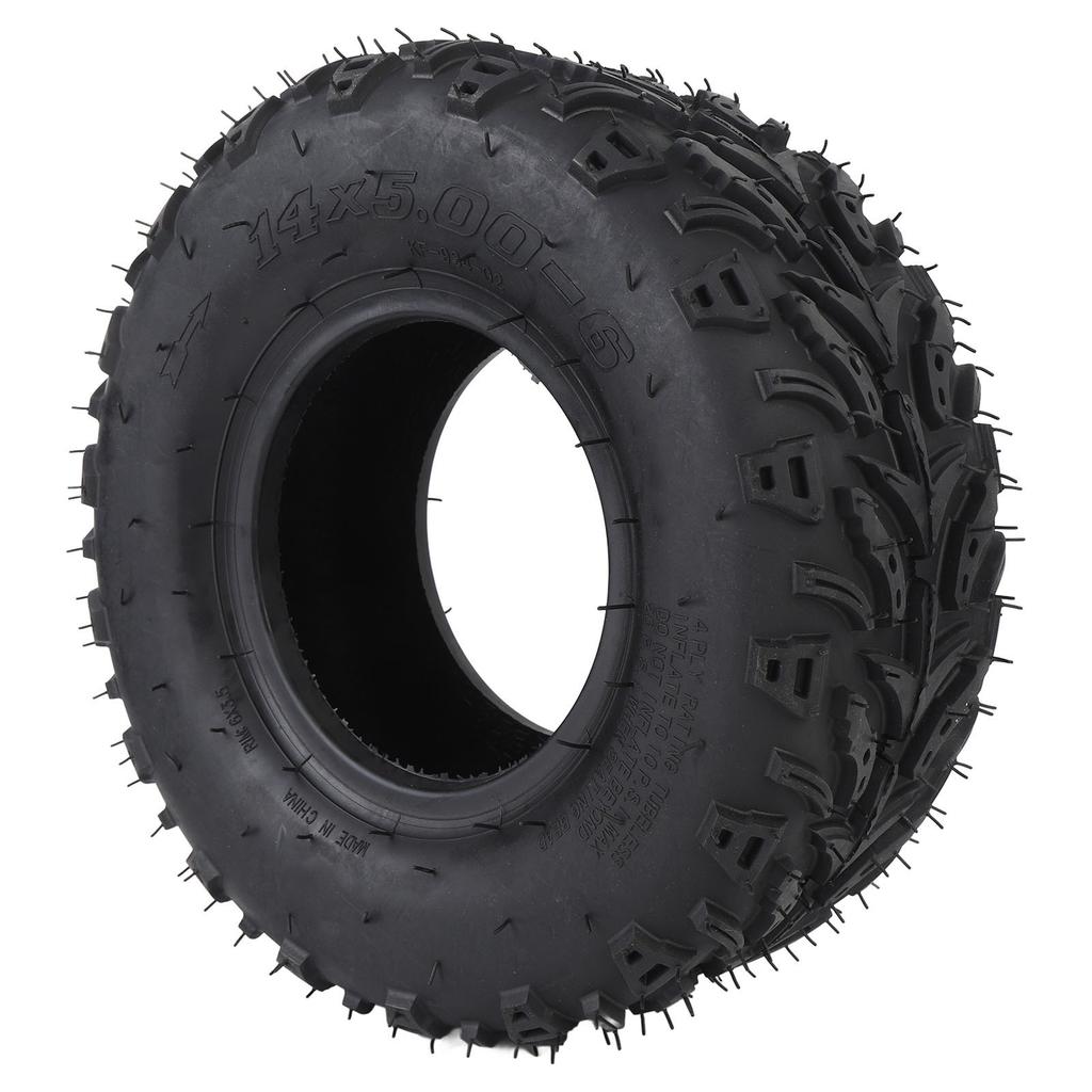 14x5.00 6 Front Wheel Tire with Rim Rubber Tubeless Vacuum Tire for ATV Quad Off Road Go Kart Golf Cart Mini Bike