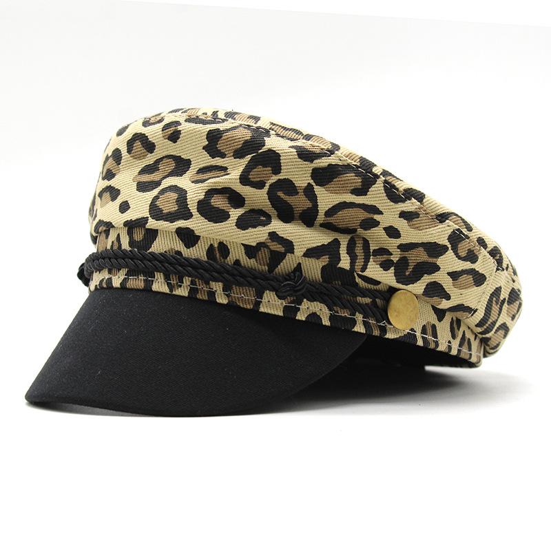 

Leopard Print Navy Hat Beret Hat Cap Cap British Hat Octagonal Hat M（56-58cm） бежевий