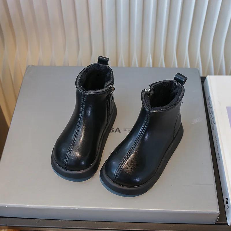 Girl Shoes Ankle Boots Winter Boots Little Girls Cotton Boot Anti Slip Fashion Shoe Children Leather Boots for Girl Zapatos Niña