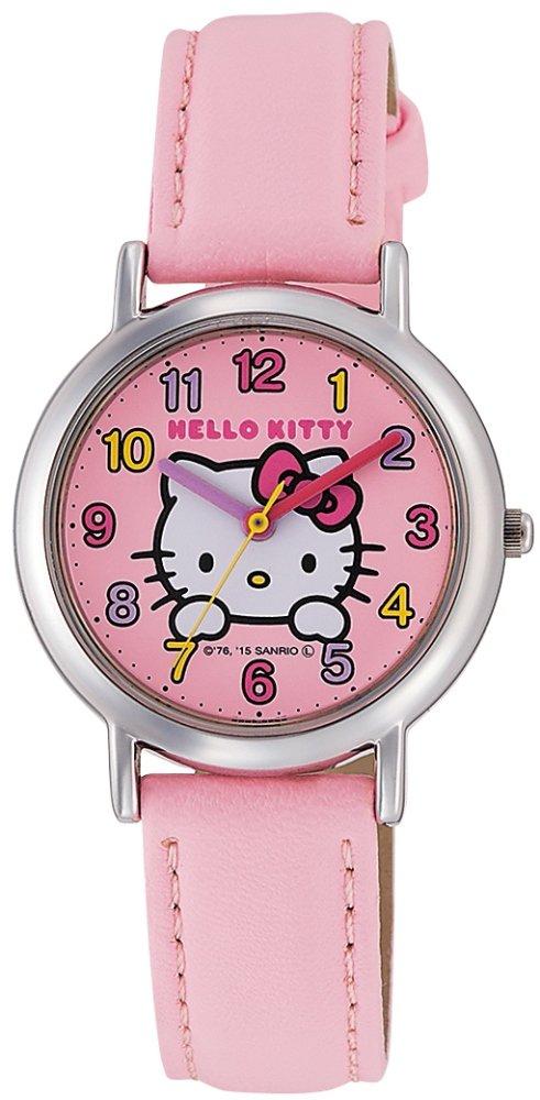 

Citizen Pink Analog Hello Kitty Waterproof Wristwatch with Leather Strap Q&Q Women s (HK15-002) розовый