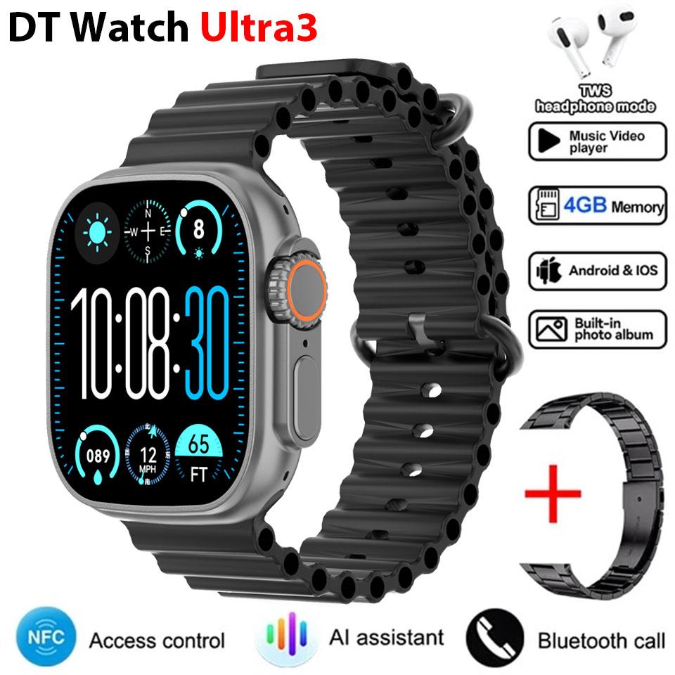 DT Ultra 3 Smartwatch Amoled-skärm 4GB MP3 MP4-spelare Bluetooth Nätverksdelning App Store ChatGPT Smart AI-klocka Man Sportklocka