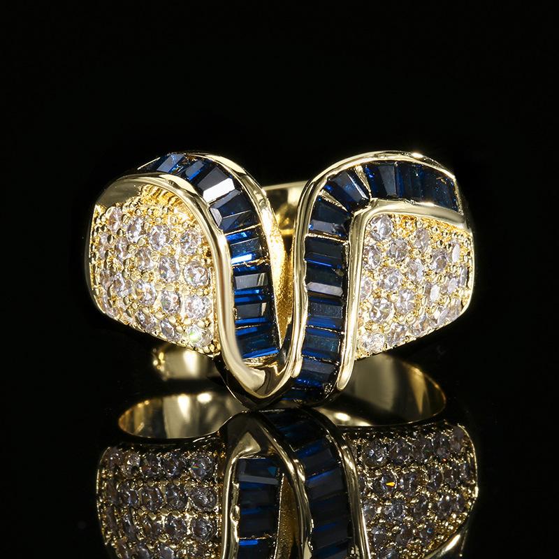 Autumn And Winter Jewelry Copper Bottom Gold-Plated Simulation Color Treasure Ring Retro Style Gold Ring