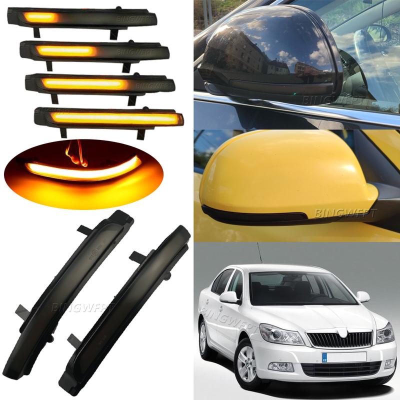 Dynamic LED Turn Signal Blinker Sequential Indicator Mirror Flasher Light For Skoda Octavia 09-13 Superb MK2 3T4 3T5 08-14
