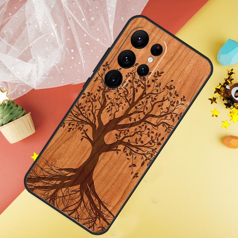 Baum Blüte Bambus Holz Handyhülle Für Samsung Galaxy S26 S25 S24 S21 S20 S22 S23 Ultra S10 Plus S25 FE Hülle Coque