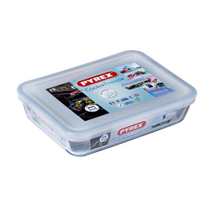 Boîte à repas rectangulaire avec couvercle Pyrex Cook &amp; Freeze 19 x 14 x 5 cm 800 ml Transparent Silicone verre (6 Unités)