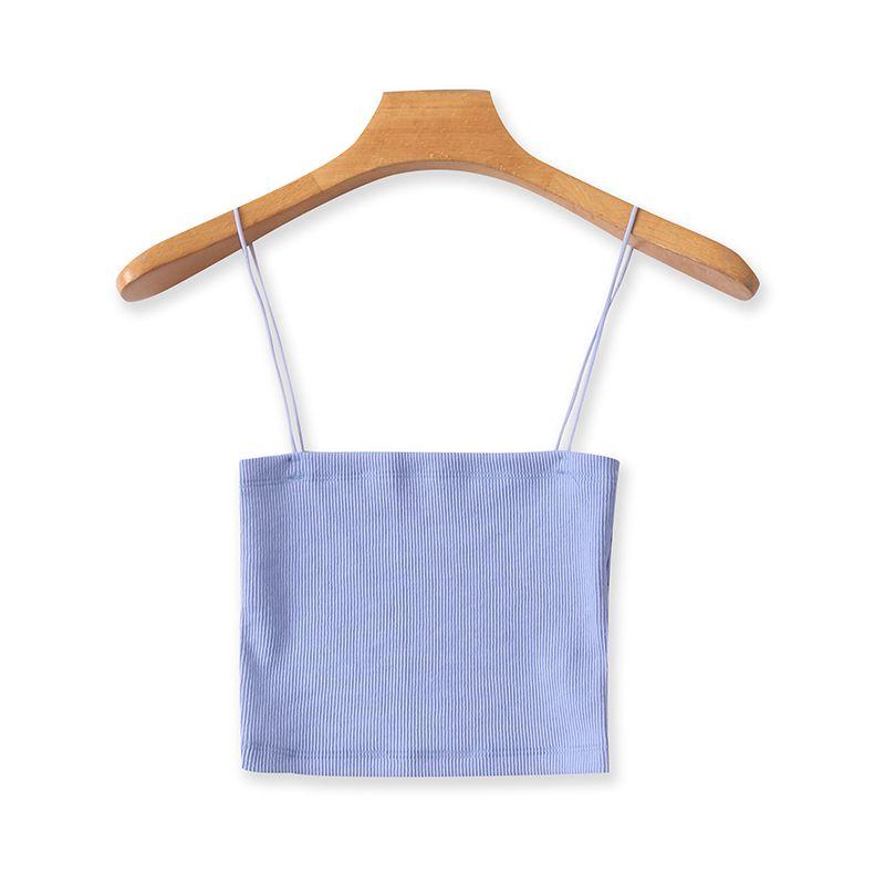 

Хлопковый модный универсальный облегающий женский жилет на бретелях Blue S