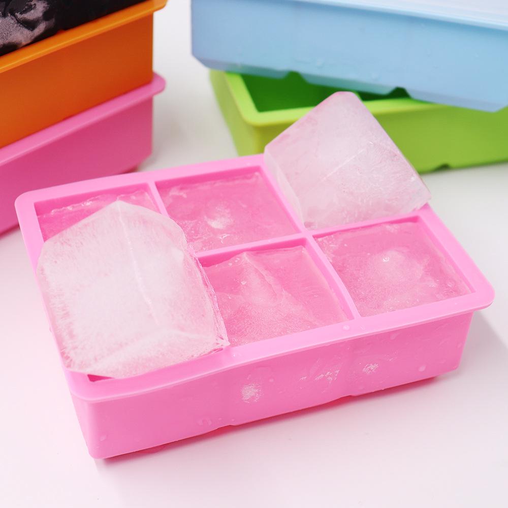 Silicone Ice Tray with Lid - 6 Large Grid Cube Mold