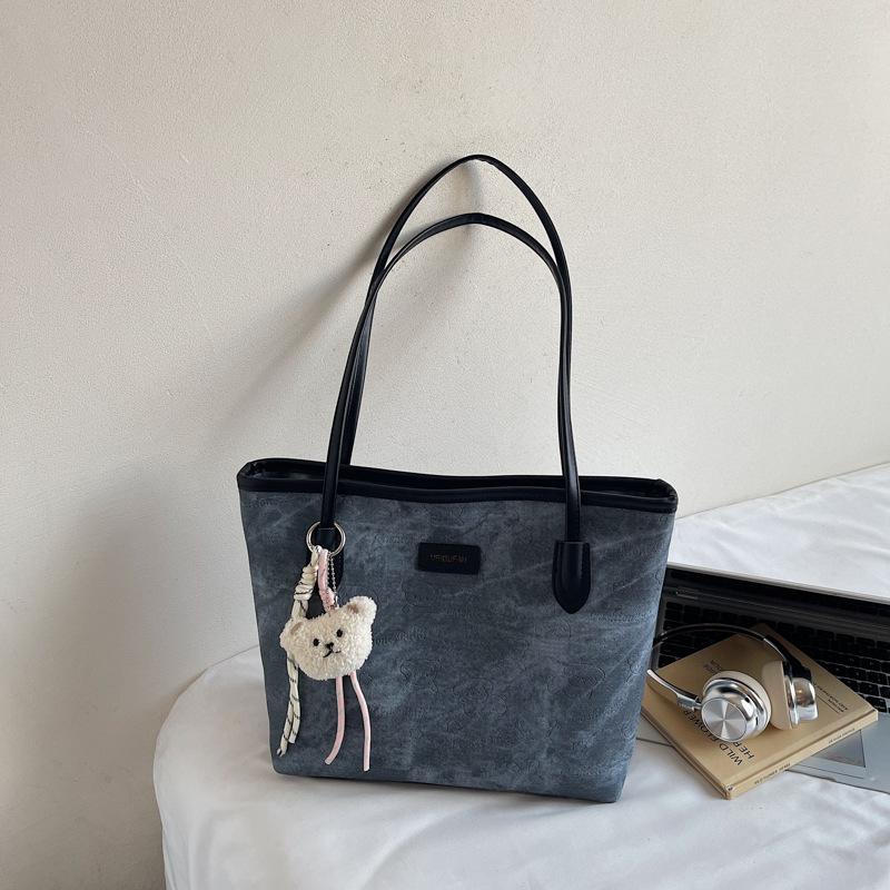 

Модная и повседневная сумка-тоут большой вместимости женская 2025 осень новая простая зарубежная сумка через плечо для поездок на работу женская синий