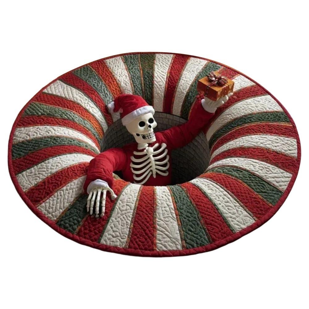 60*60cm Christmas Round Carpet 3D Special-shaped Bedroom Door Mat Santa Claus Floor Mat  Home Decor